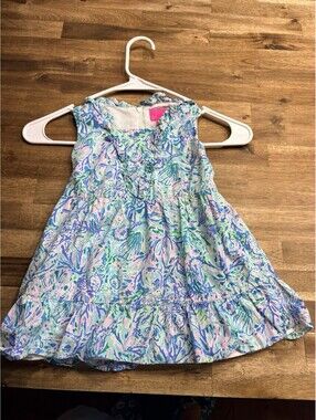 Lilly Pulitzer Mini Tersa Dress Girls 3t Baby Britta Coastal Blue